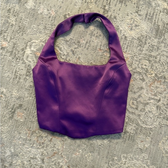 House of Harlow 1960 Tops - House of Harlow Purple Satin Halter Top XS